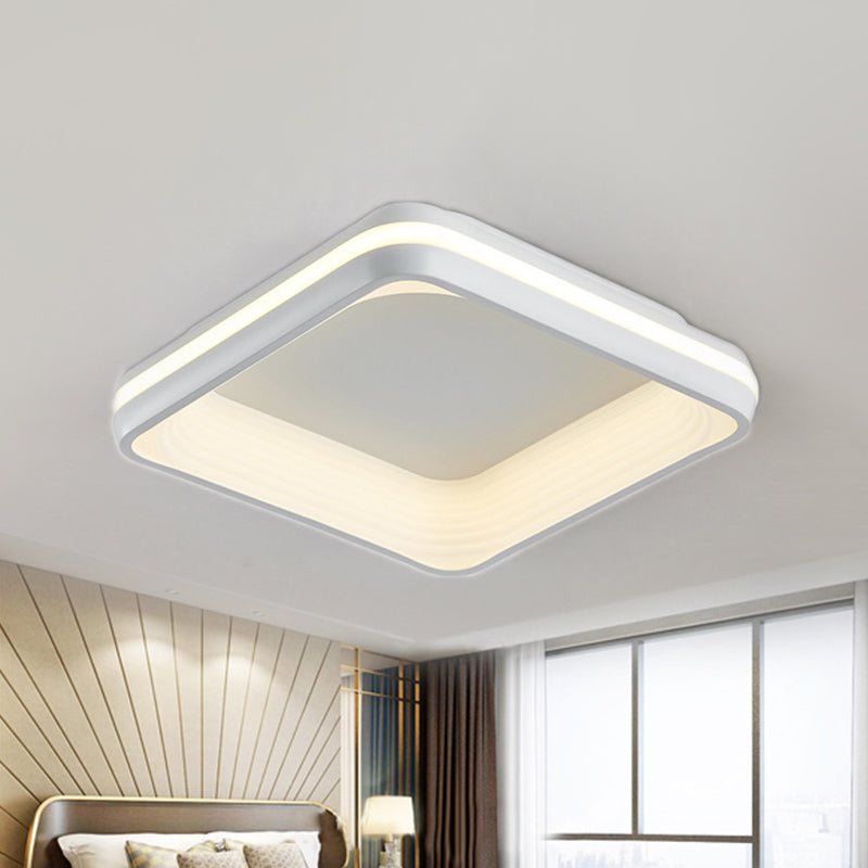 Simple Style Metal Square Flush Light - 19" or 25" Wide LED Ceiling Mounted Fixture with Stepless Dimming, Remote Control, and 3 Color Light Options