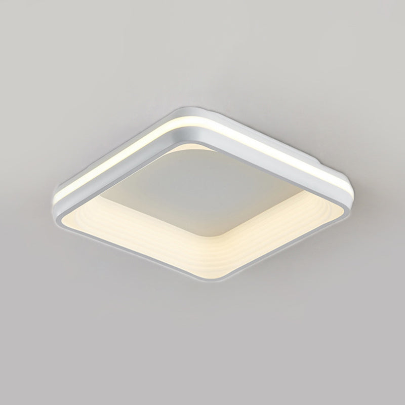 Simple Style Metal Square Flush Light - 19" or 25" Wide LED Ceiling Mounted Fixture with Stepless Dimming, Remote Control, and 3 Color Light Options