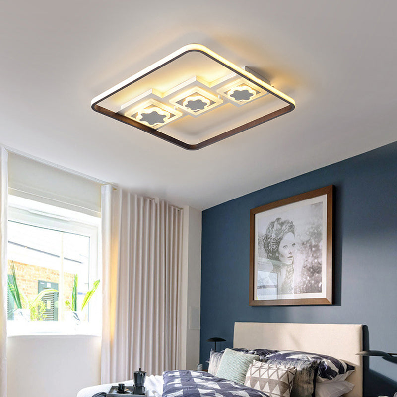 Modern Geometric LED Flush Mount Ceiling Lamp in Black - 19.5"/37.5" Wide