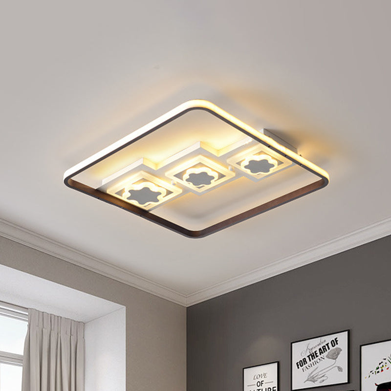 Modern Geometric LED Flush Mount Ceiling Lamp in Black - 19.5"/37.5" Wide