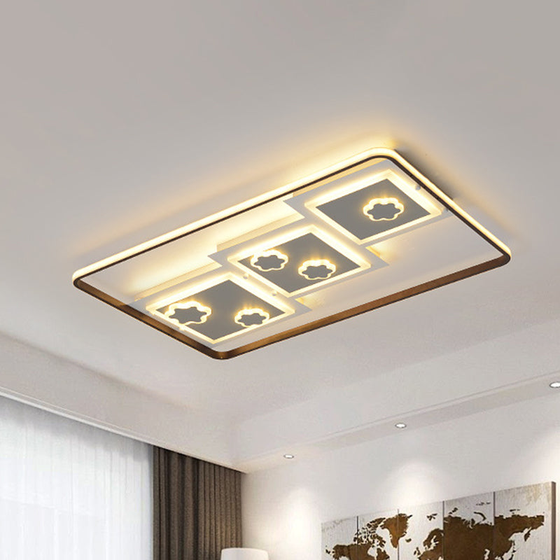 Modern Geometric LED Flush Mount Ceiling Lamp in Black - 19.5"/37.5" Wide