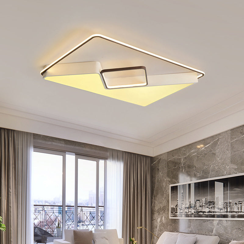 Modern White Rectangle LED Ceiling Light for Living Room - 19.5"/37.5"/42" Wide