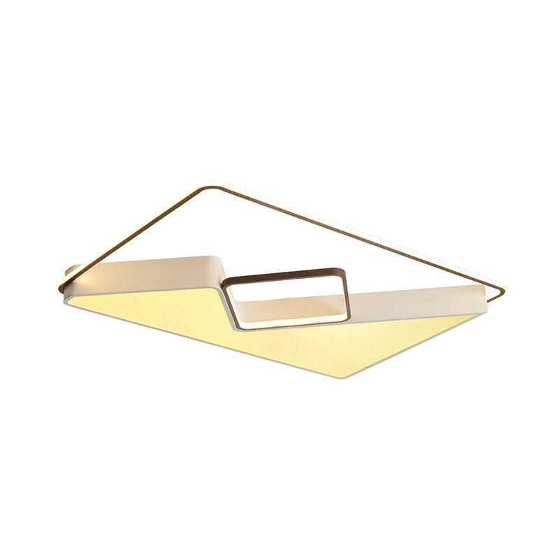 Modern White Rectangle LED Ceiling Light for Living Room - 19.5"/37.5"/42" Wide
