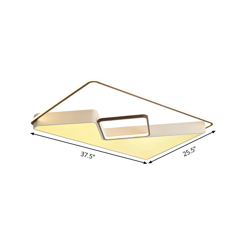 Modern White Rectangle LED Ceiling Light for Living Room - 19.5"/37.5"/42" Wide