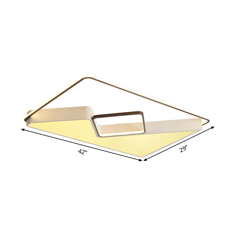 Modern White Rectangle LED Ceiling Light for Living Room - 19.5"/37.5"/42" Wide