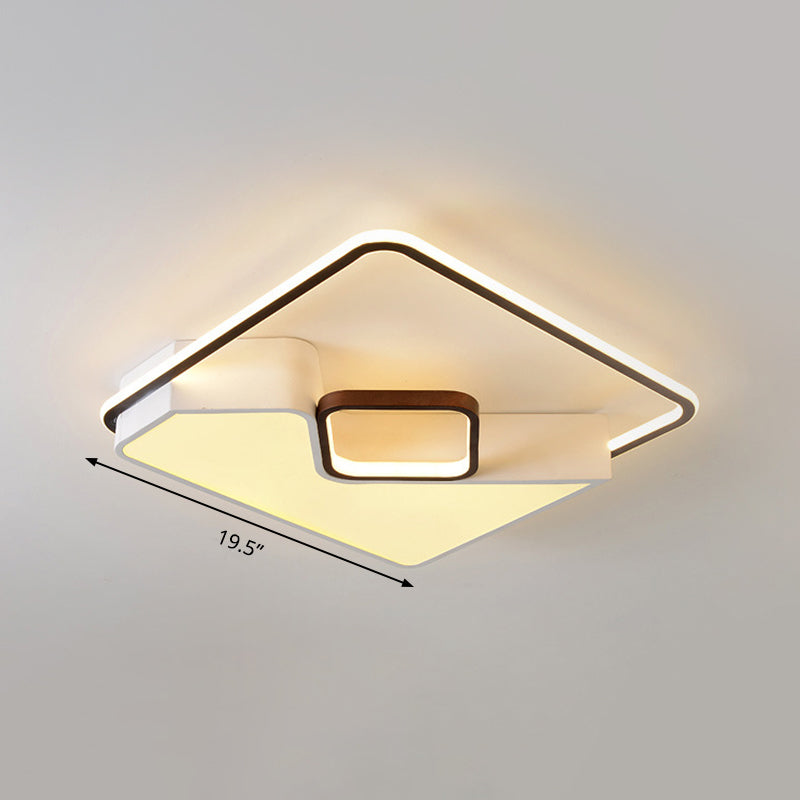 Modern White Rectangle LED Ceiling Light for Living Room - 19.5"/37.5"/42" Wide