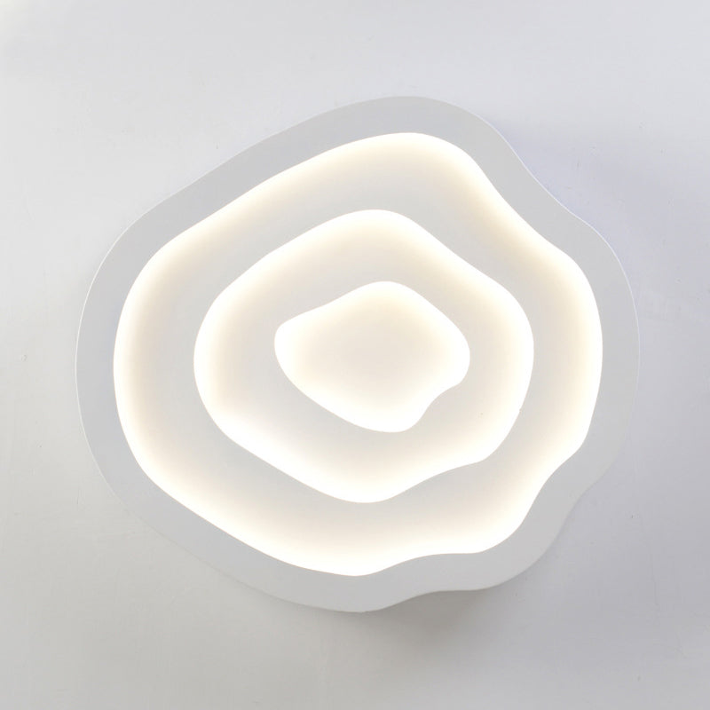 Minimalist White LED Flush Mount Lamp - 21"/25" Wide Tree-Ring Ceiling Light with 3 Color Options