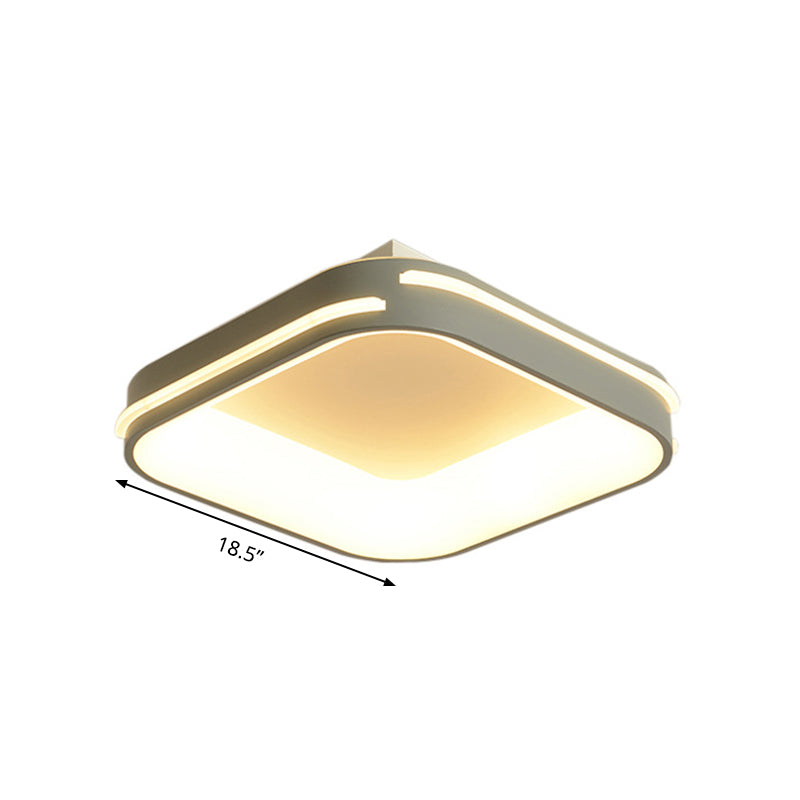 Modern Gray Square Metal Ceiling Mount LED Flush Mount Lamp - 18.5"/24.5" Wide; Warm/White Light