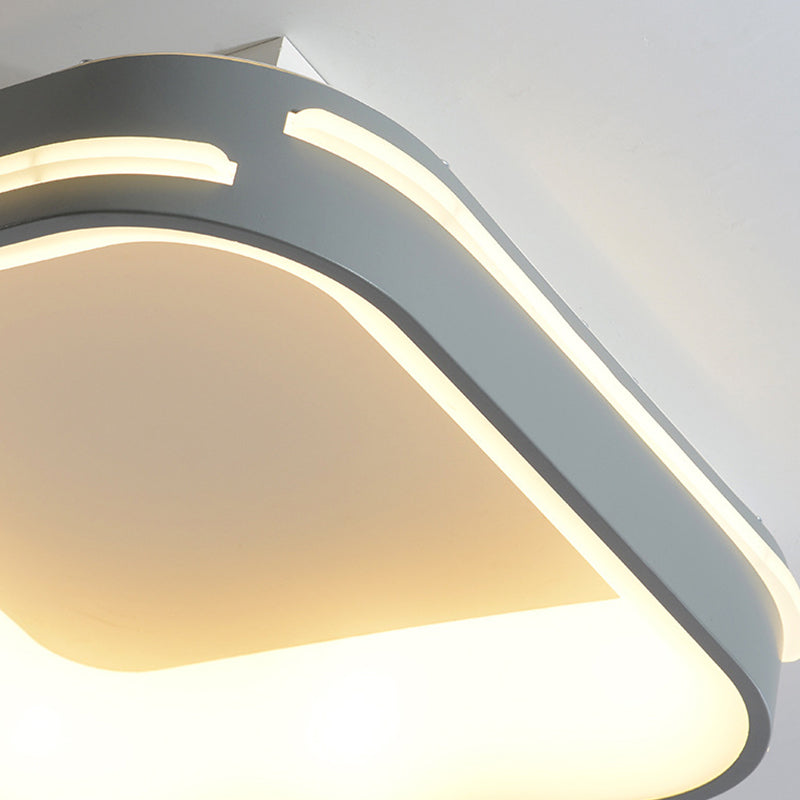 Modern Gray Square Metal Ceiling Mount LED Flush Mount Lamp - 18.5"/24.5" Wide; Warm/White Light