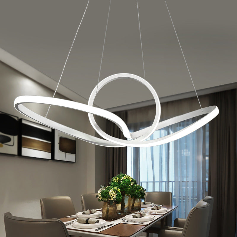 Lustre suspendu minimaliste à LED en acrylique - Plafonnier suspendu à courbes sans coutures en blanc chaud