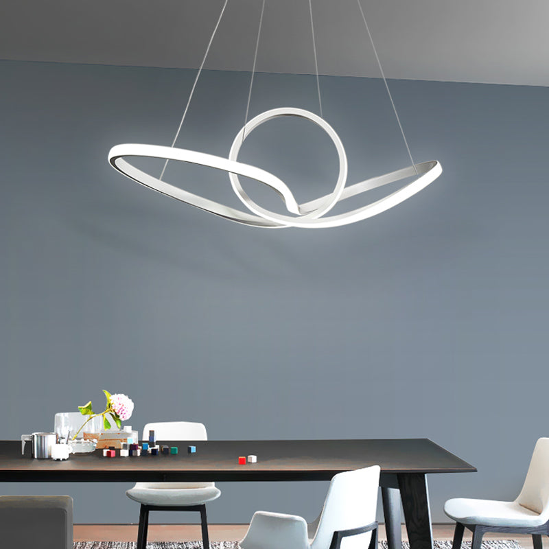 Lustre suspendu minimaliste à LED en acrylique - Plafonnier suspendu à courbes sans coutures en blanc chaud