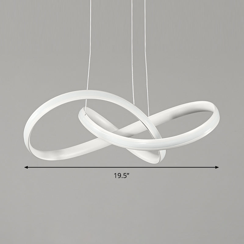 Modern Acrylic Chandelier Light Fixture - White LED Pendant Light with Seamless Curve Design in Warm/White Light