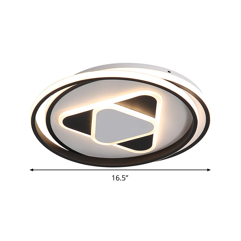 Contemporary Black Triangle Flush Mount LED Ceiling Light - 16.5"/20.5" Wide - Warm/3 Color Lighting