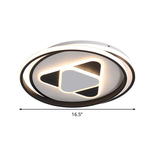 Contemporary Black Triangle Flush Mount Led Ceiling Light - 16.5/20.5 Wide Warm/3 Color Lighting
