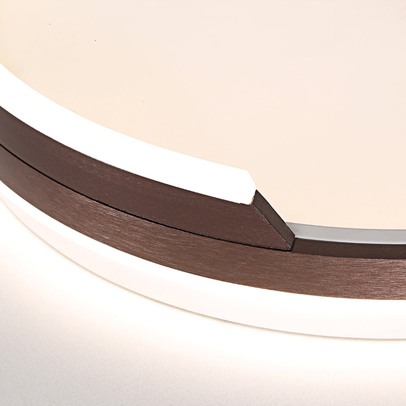 Contemporary Circular Metal Flush Mount Lamp - Coffee, 16"/19.5" Wide, LED Ceiling Lighting - White/3 Color Light