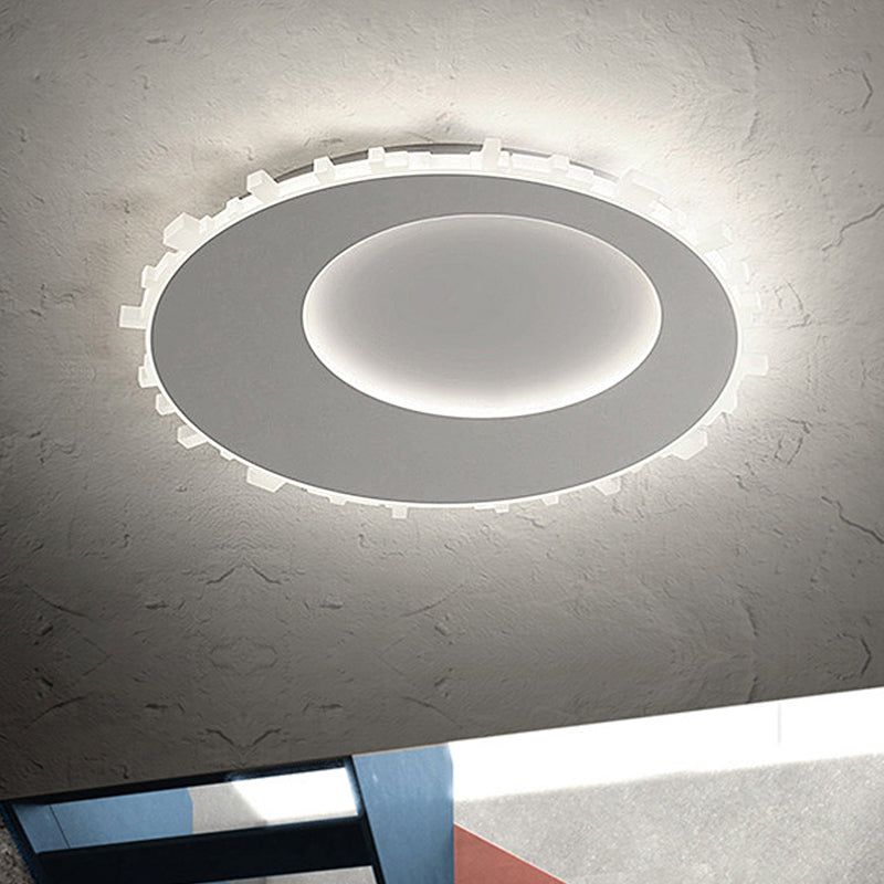 Sleek White Circle Flush Mount LED Ceiling Light Fixture - Minimalist Acrylic Design, Warm Light/Remote Control - 16"/20" Wide