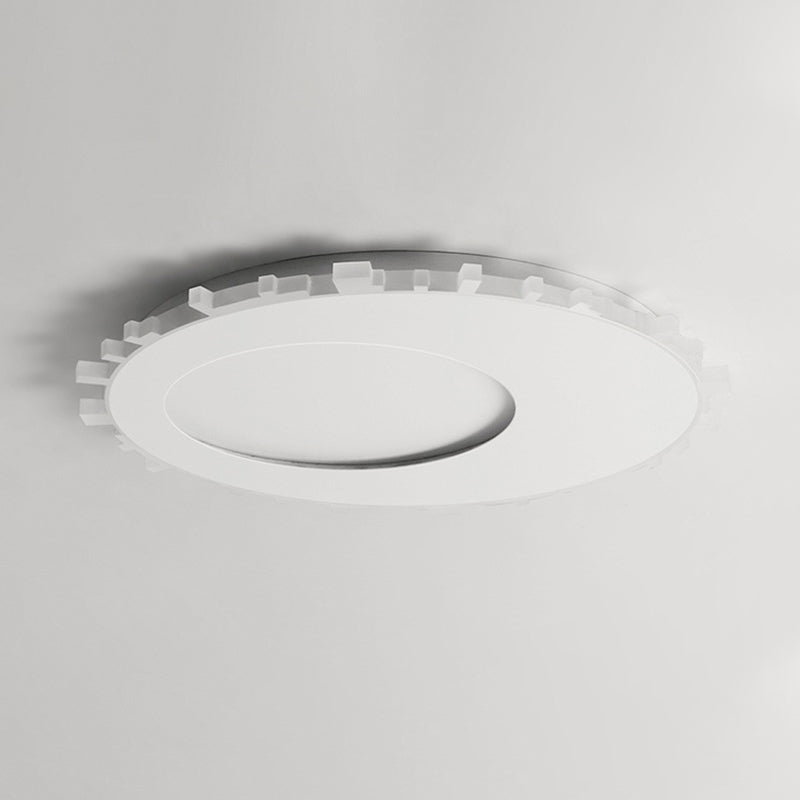 Sleek White Circle Flush Mount LED Ceiling Light Fixture - Minimalist Acrylic Design, Warm Light/Remote Control - 16"/20" Wide