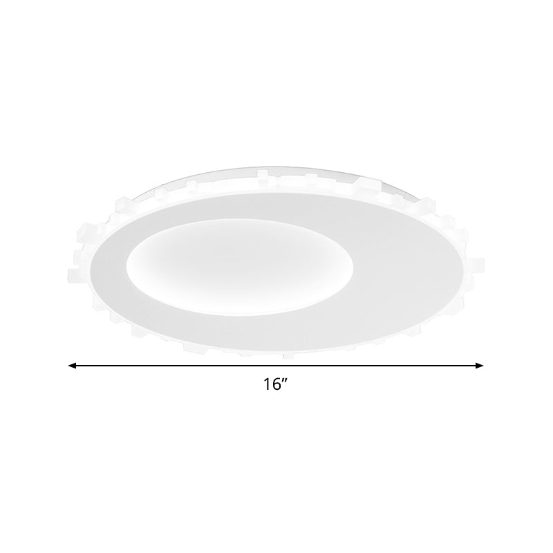 Sleek White Circle Flush Mount LED Ceiling Light Fixture - Minimalist Acrylic Design, Warm Light/Remote Control - 16"/20" Wide