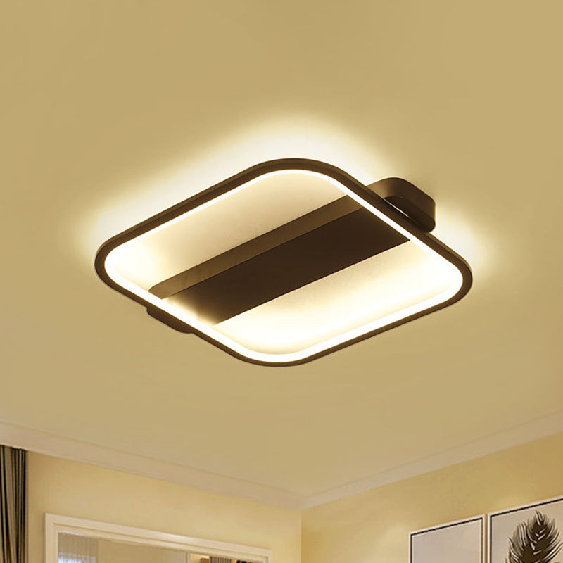 Modern Black LED Ceiling Fixture - 16.5"/20.5" Minimalist Square Style, Acrylic Flush Mount Lamp with 3 Light Options