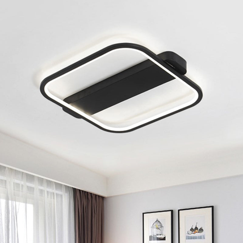 Modern Black LED Ceiling Fixture - 16.5"/20.5" Minimalist Square Style, Acrylic Flush Mount Lamp with 3 Light Options