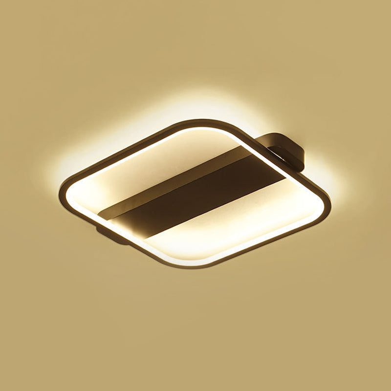 Modern Black LED Ceiling Fixture - 16.5"/20.5" Minimalist Square Style, Acrylic Flush Mount Lamp with 3 Light Options