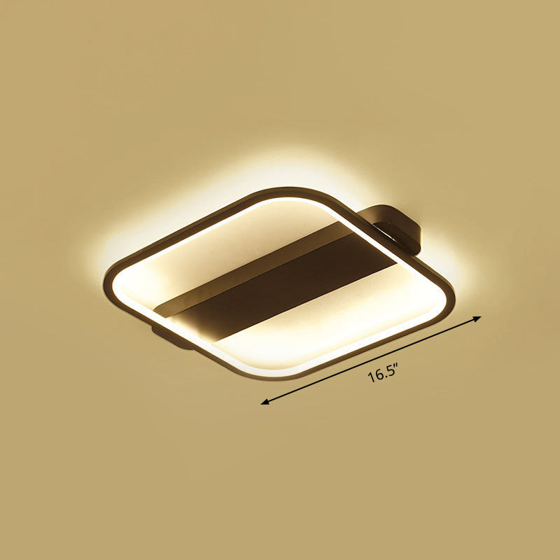 Modern Black LED Ceiling Fixture - 16.5"/20.5" Minimalist Square Style, Acrylic Flush Mount Lamp with 3 Light Options