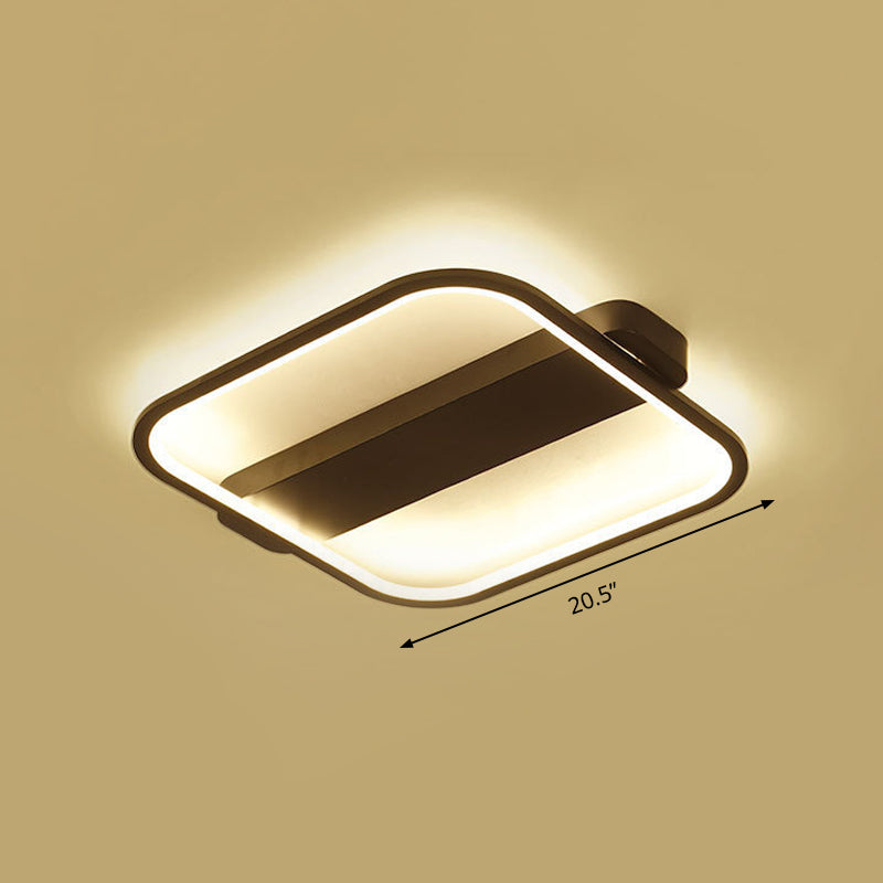 Modern Black LED Ceiling Fixture - 16.5"/20.5" Minimalist Square Style, Acrylic Flush Mount Lamp with 3 Light Options