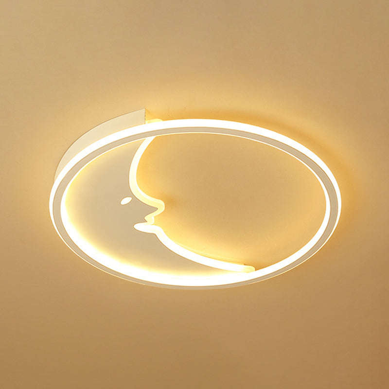 Éclairage de chambre à coucher à LED simple et encastré avec abat-jour en acrylique Moon - Lumière chaude/blanche, gradation par télécommande - 17"/21" de large