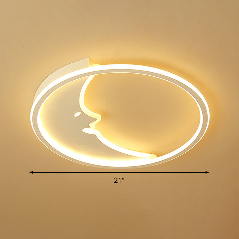 Éclairage de chambre à coucher à LED simple et encastré avec abat-jour en acrylique Moon - Lumière chaude/blanche, gradation par télécommande - 17"/21" de large