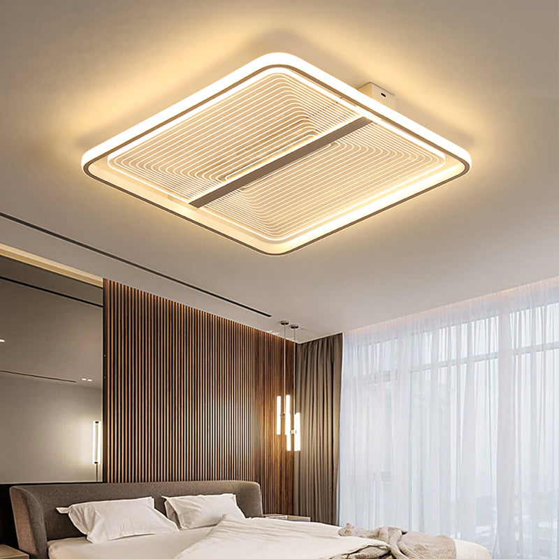 Modern Acrylic Square Flush Mount Lamp - White Ceiling Light Fixture with Warm/White Light