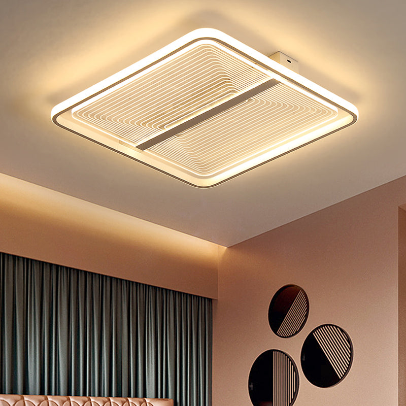 Modern Acrylic Square Flush Mount Lamp - White Ceiling Light Fixture with Warm/White Light