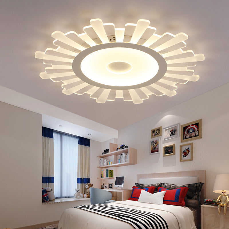 Minimalist Acrylic Sun Ceiling Light: LED Flush Mount, 3 Light Options, 16.5"-24.5" Wide, White Finish