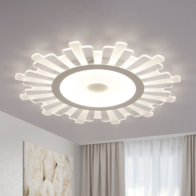 Minimalist Acrylic Sun Ceiling Light: LED Flush Mount, 3 Light Options, 16.5"-24.5" Wide, White Finish