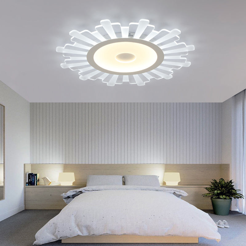 Minimalist Acrylic Sun Ceiling Light: LED Flush Mount, 3 Light Options, 16.5"-24.5" Wide, White Finish
