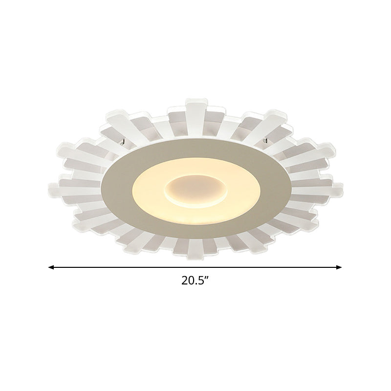 Minimalist Acrylic Sun Ceiling Light: LED Flush Mount, 3 Light Options, 16.5"-24.5" Wide, White Finish