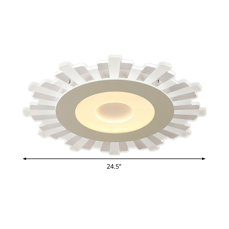 Minimalist Acrylic Sun Ceiling Light: LED Flush Mount, 3 Light Options, 16.5"-24.5" Wide, White Finish