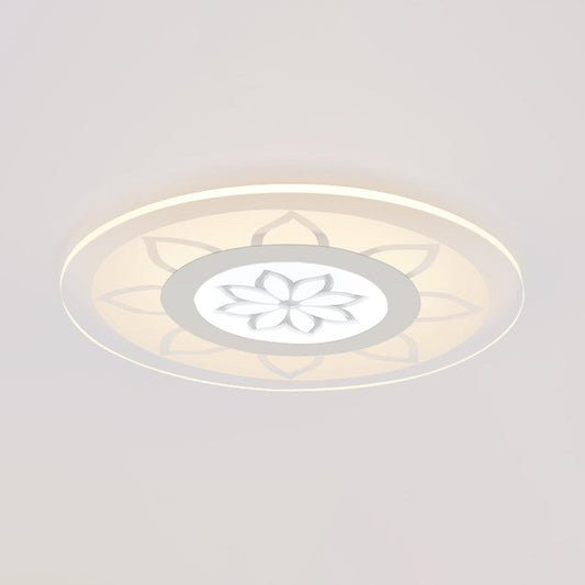 Modern Acrylic Lotus Flush Mount - 16.5/20.5 Wide Ceiling Lamp In Warm/White/3 Color Light For