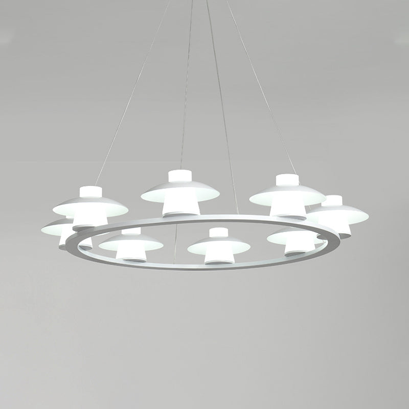 Lustre en acrylique moderniste en forme de champignon avec plafonnier LED à 6/8 têtes - Lumière blanche, chaude/blanche