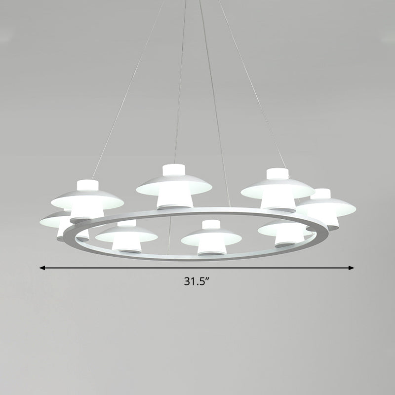 Lustre en acrylique moderniste en forme de champignon avec plafonnier LED à 6/8 têtes - Lumière blanche, chaude/blanche