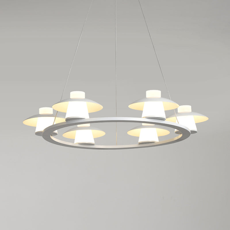 Lustre en acrylique moderniste en forme de champignon avec plafonnier LED à 6/8 têtes - Lumière blanche, chaude/blanche