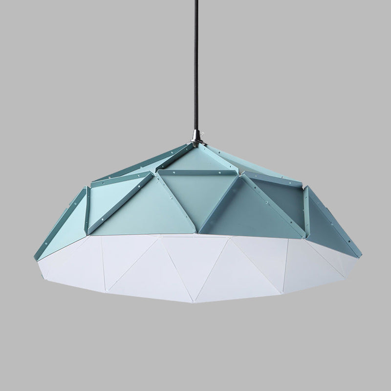 Blue Metal Suspension Light for Modern Dining Room - 1-Light Down Lighting