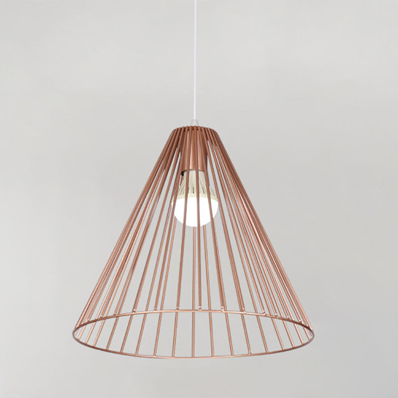 Rose Gold Contemporary Restaurant Light Pendant - Tapered Metal Design