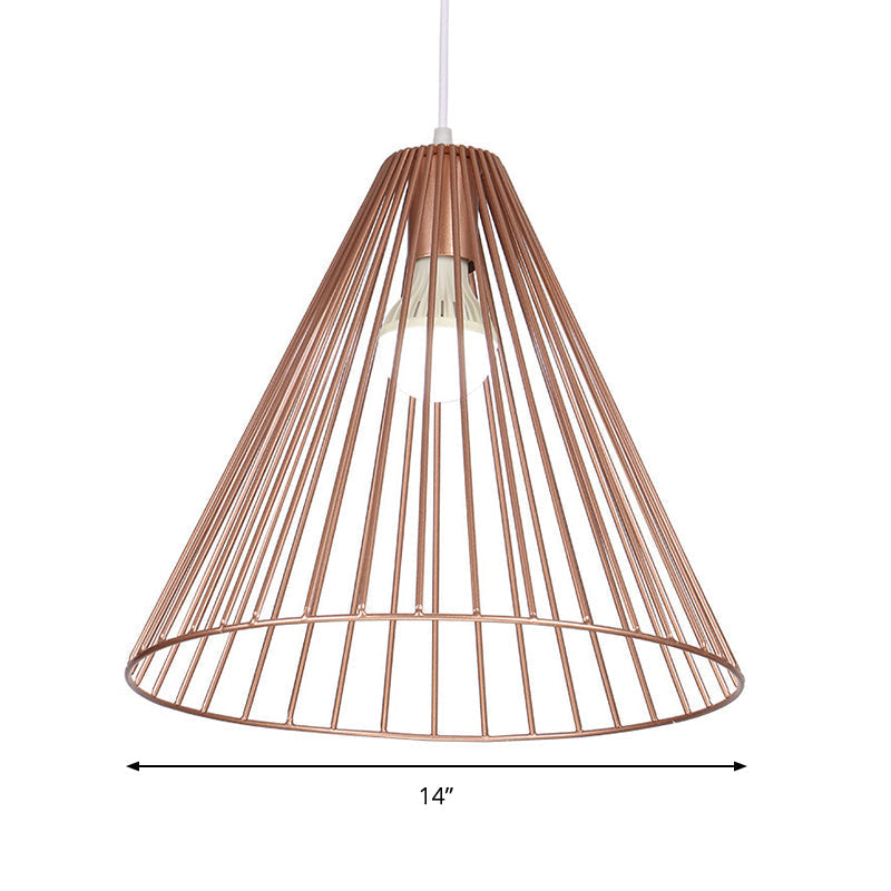 Rose Gold Tapered Restaurant Pendant - Contemporary Metal 1-Light Drop Light