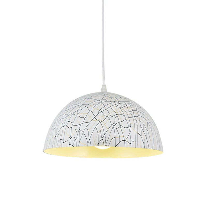 Dome Pendant Light Fixture - Minimalist Metal, 1 Light, Red Brown/Ivory, 12"/14"/16" Wide - Ideal for Dining Room