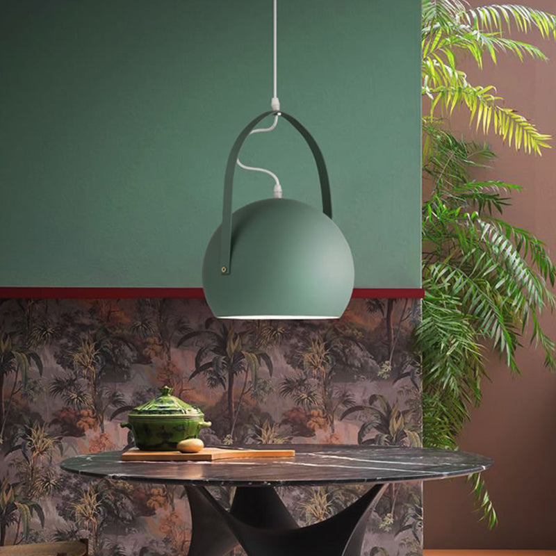 Contemporary Green Bubble Pendant – 1-Light Metal Downlight for Dining Room