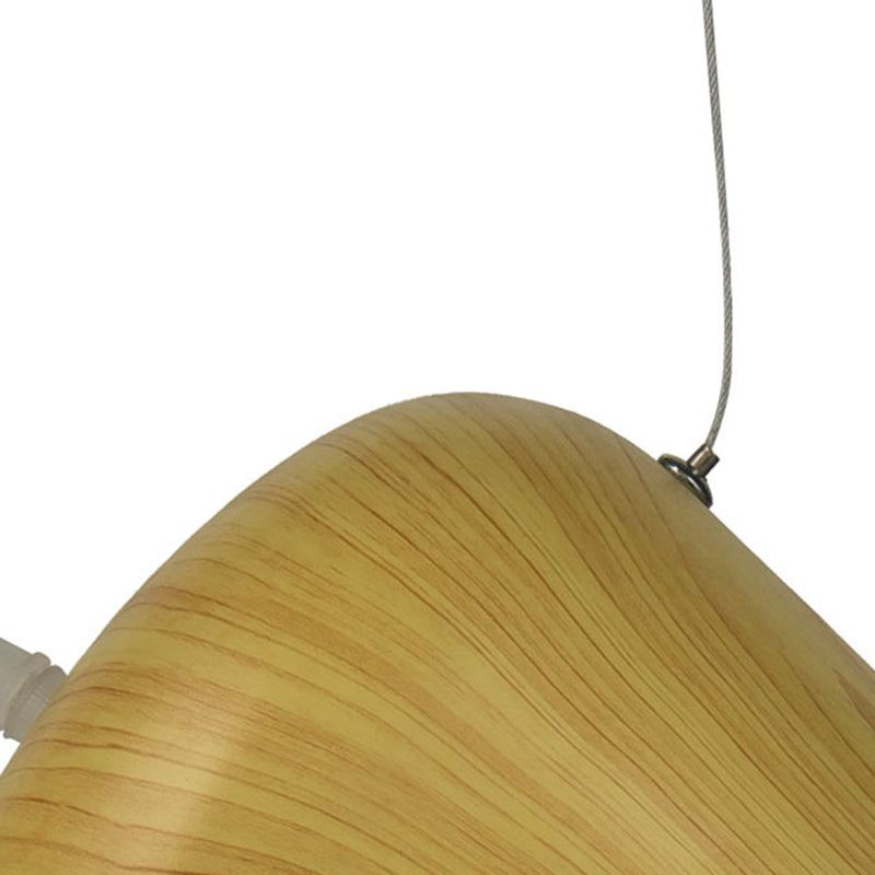 Modern Dome Shaped Hanging Lamp - 1 Light Pendant Lighting for Dining Room - Dark Wood Finish