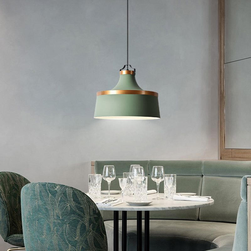 Modern Drum Metal Pendant Light in Grey/White/Blue - Ideal for Dining Room