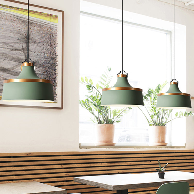 Modern Drum Metal Pendant Light in Grey/White/Blue - Ideal for Dining Room