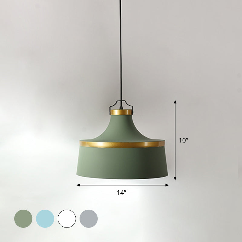 Modern Drum Metal Pendant Light in Grey/White/Blue - Ideal for Dining Room