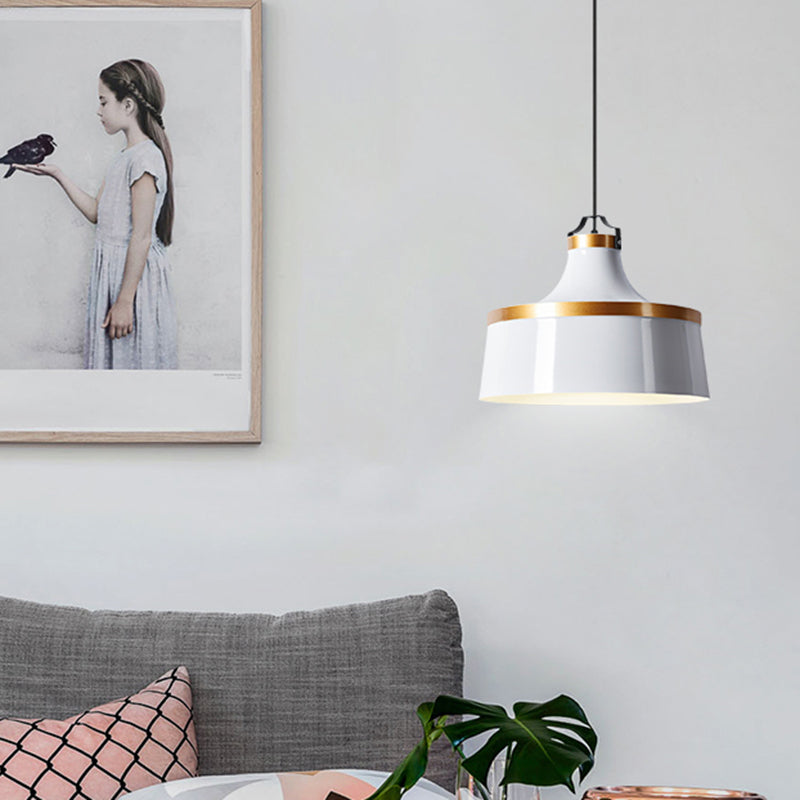 Modern Drum Metal Pendant Light in Grey/White/Blue - Ideal for Dining Room